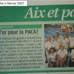 5 février 2017, La Provence: Championnat de France des Régions Natation Handisport